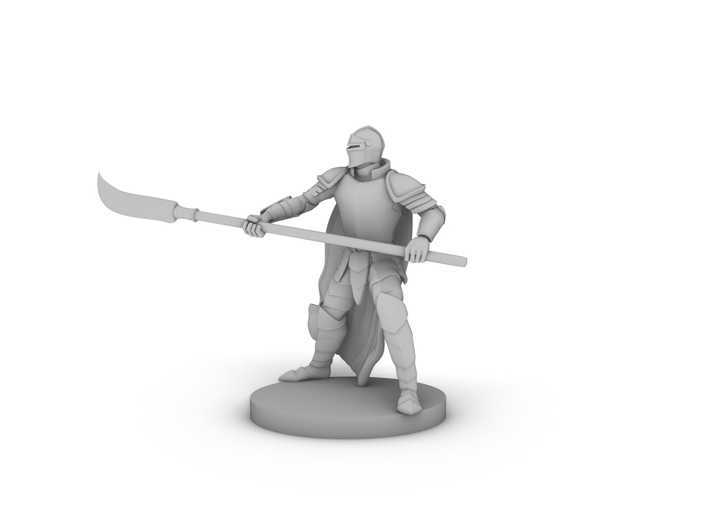 Human Helmed Fighter With Glaive Tabletop DND Gaming Miniature