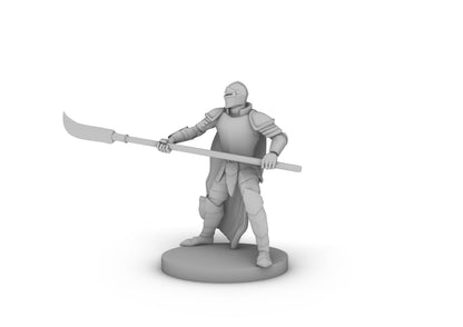 Human Helmed Fighter With Glaive Tabletop DND Gaming Miniature