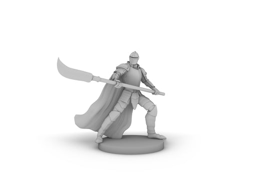 Human Helmed Fighter With Glaive Tabletop DND Gaming Miniature