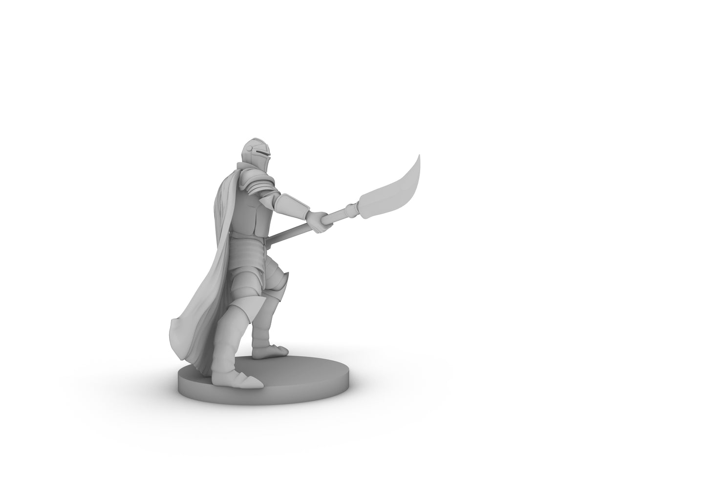 Human Helmed Fighter With Glaive Tabletop DND Gaming Miniature