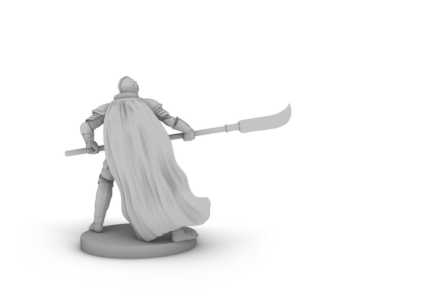 Human Helmed Fighter With Glaive Tabletop DND Gaming Miniature