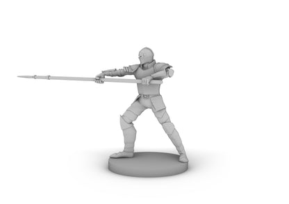 Human Helmed Fighter With Lance Tabletop DND Gaming Miniature