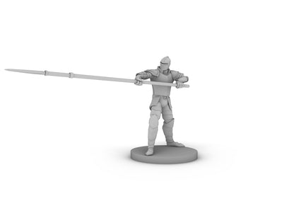 Human Helmed Fighter With Lance Tabletop DND Gaming Miniature