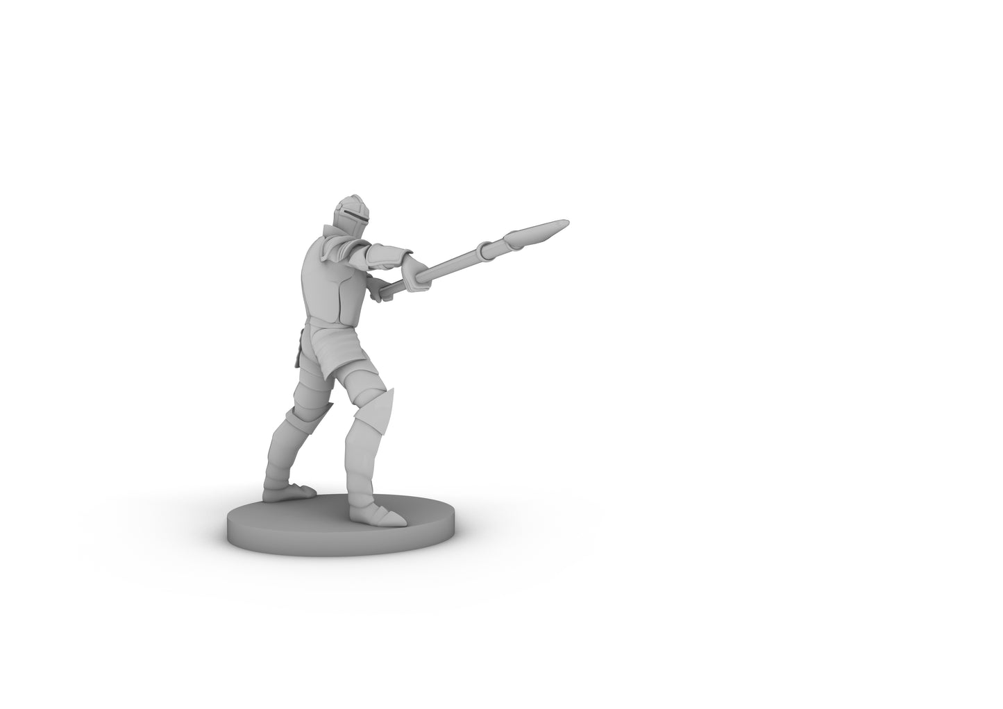 Human Helmed Fighter With Lance Tabletop DND Gaming Miniature