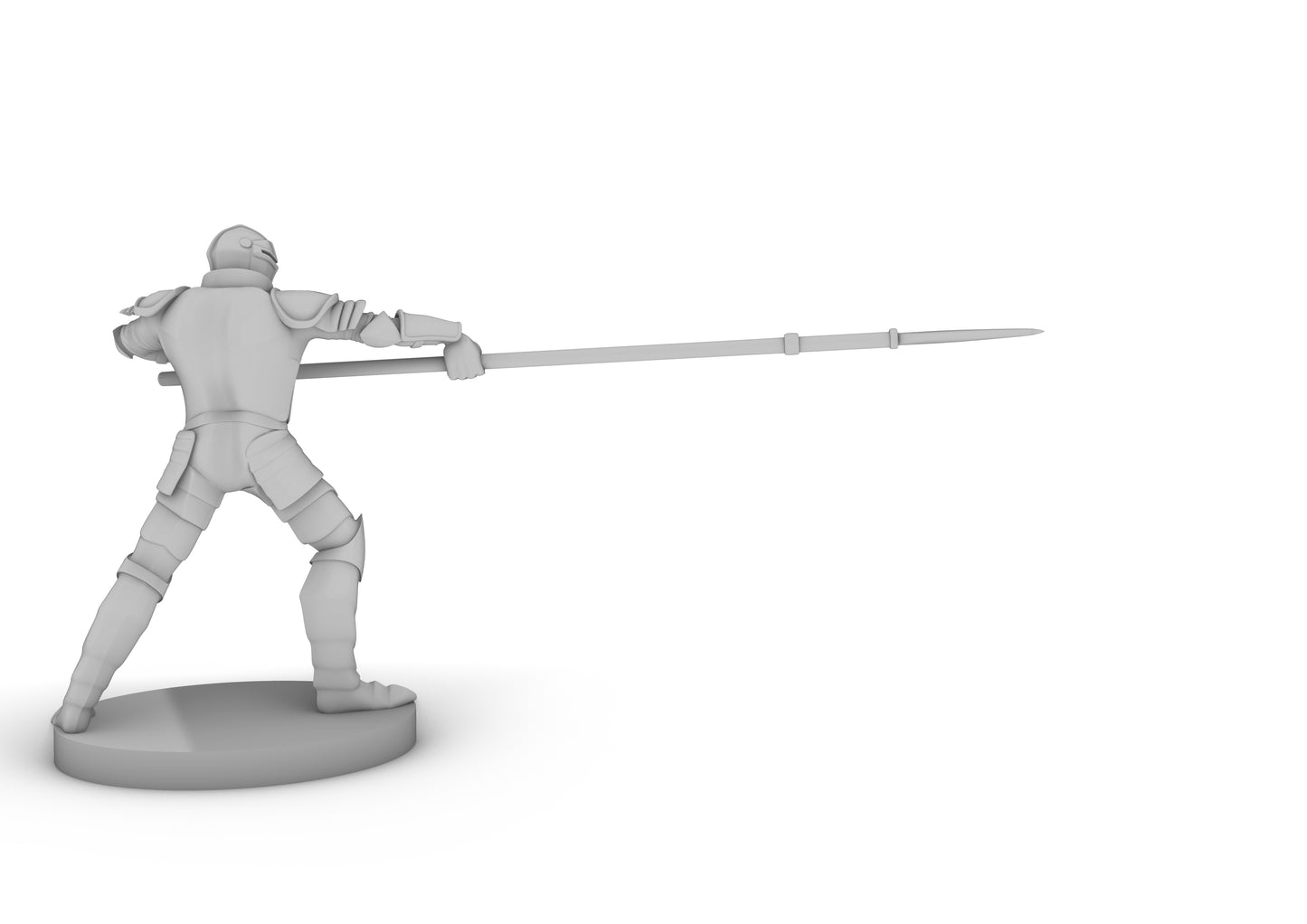 Human Helmed Fighter With Lance Tabletop DND Gaming Miniature