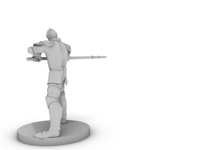 Human Helmed Fighter With Lance Tabletop DND Gaming Miniature