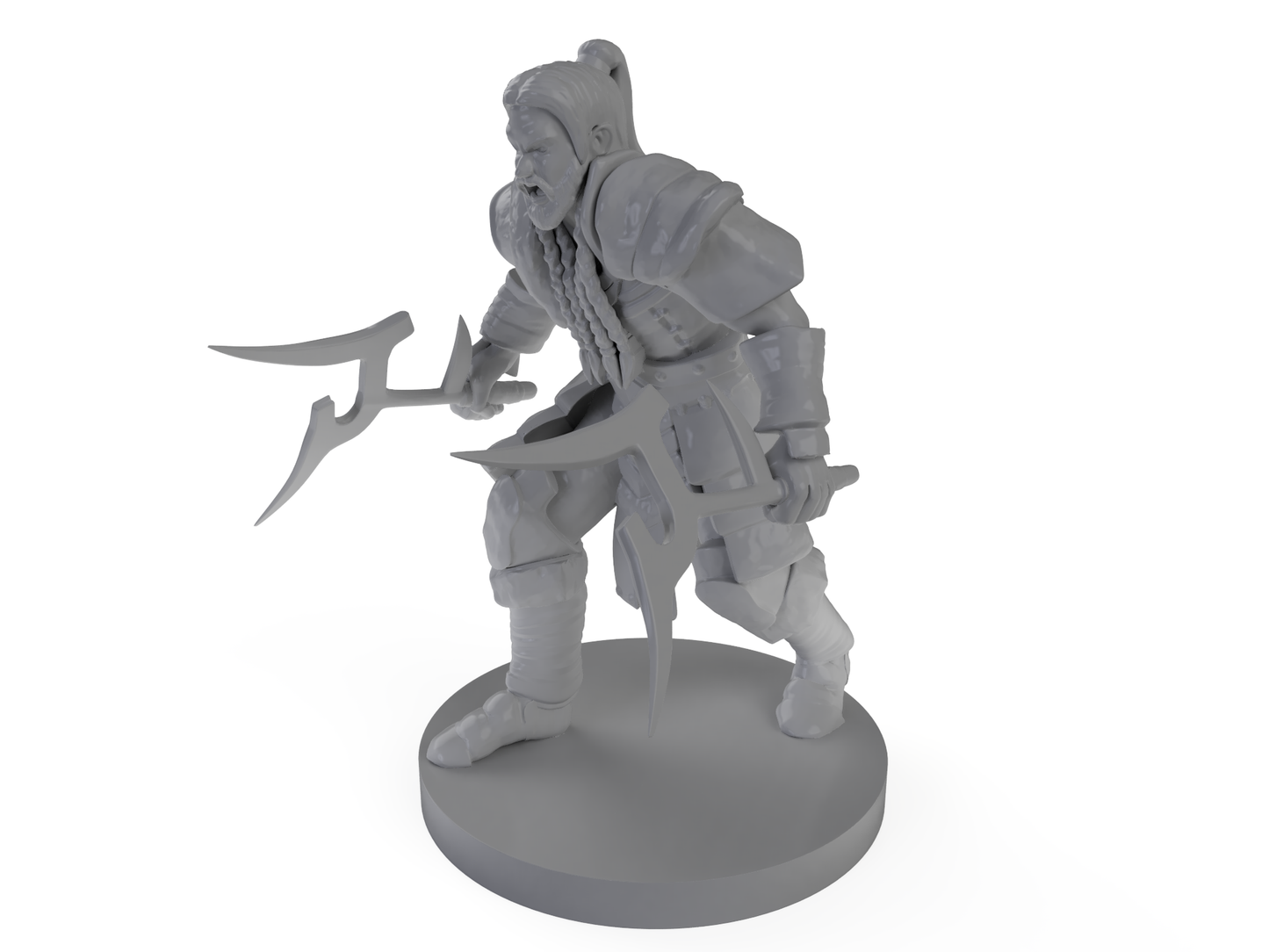 Human Male Barbarian Dual Wielding Mambele Tabletop DND Gaming Miniature