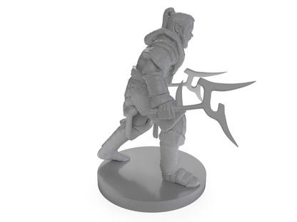 Human Male Barbarian Dual Wielding Mambele Tabletop DND Gaming Miniature