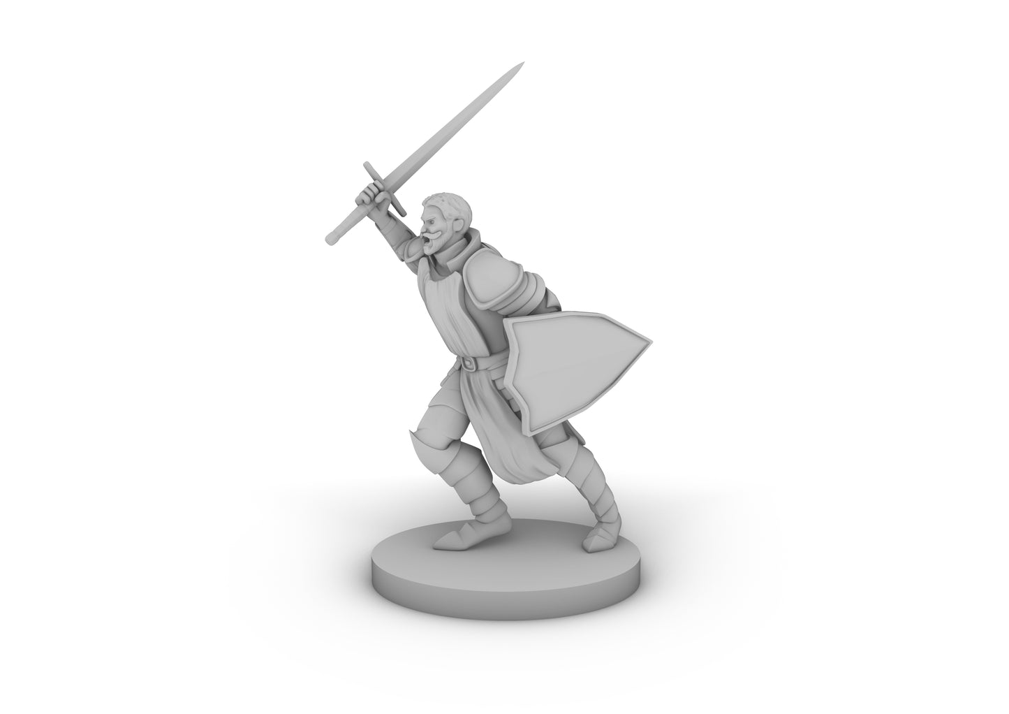 Human Male Paladin Charging Tabletop DND Gaming Miniature