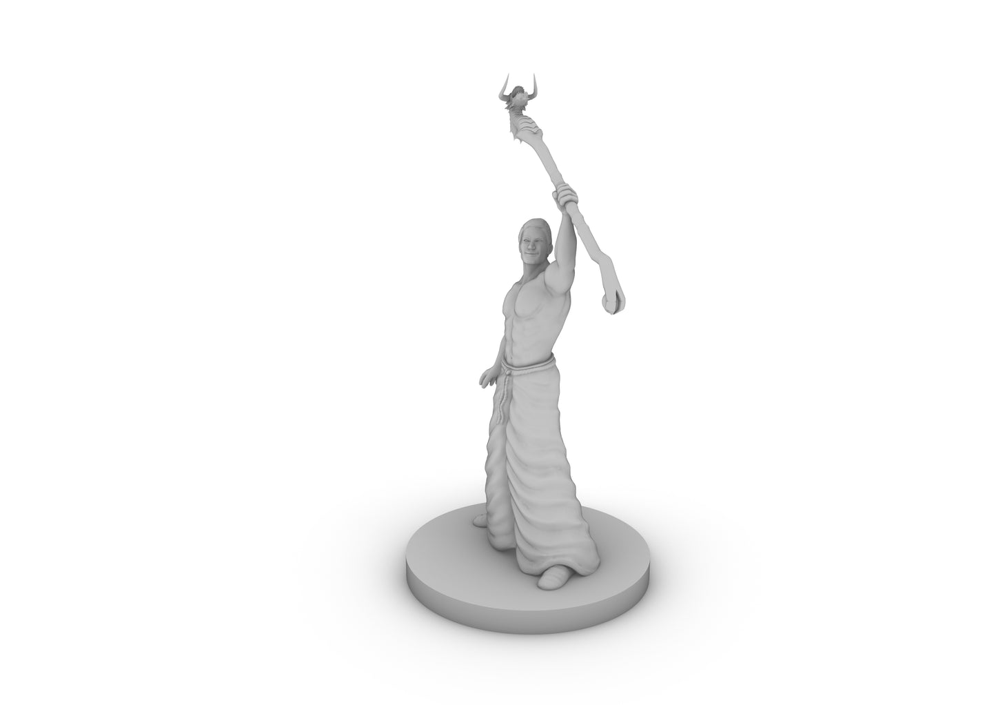 Human Male Wizard with Dragon Staff Tabletop DND Gaming Miniature