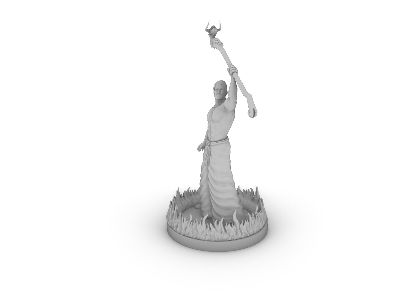 Human Male Wizard With Ring of Fire and Dragon Staff Tabletop DND Gaming Miniature