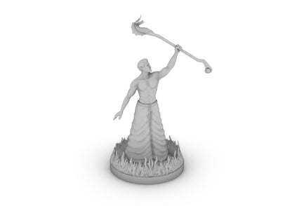 Human Male Wizard With Ring of Fire and Dragon Staff Tabletop DND Gaming Miniature