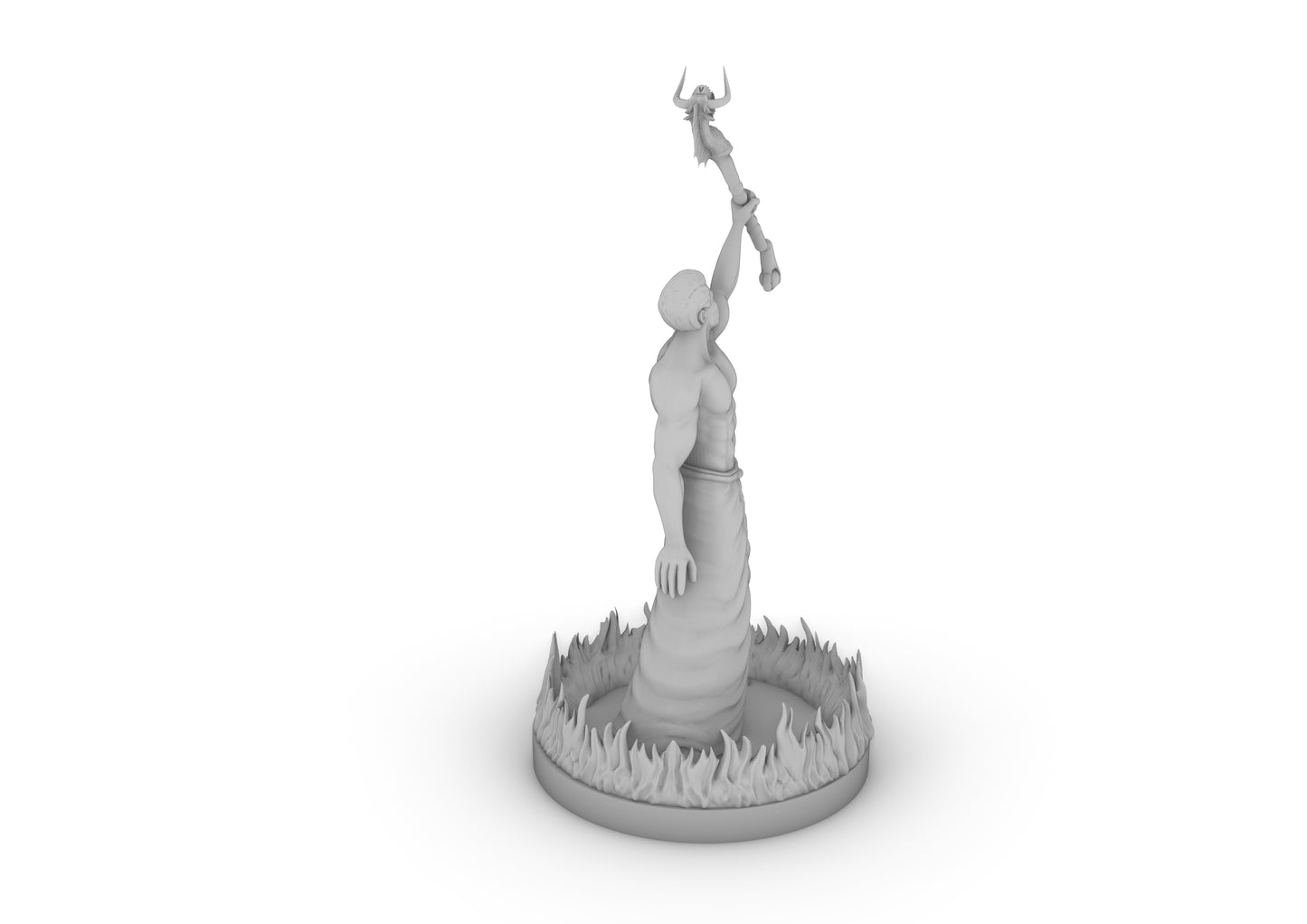 Human Male Wizard With Ring of Fire and Dragon Staff Tabletop DND Gaming Miniature