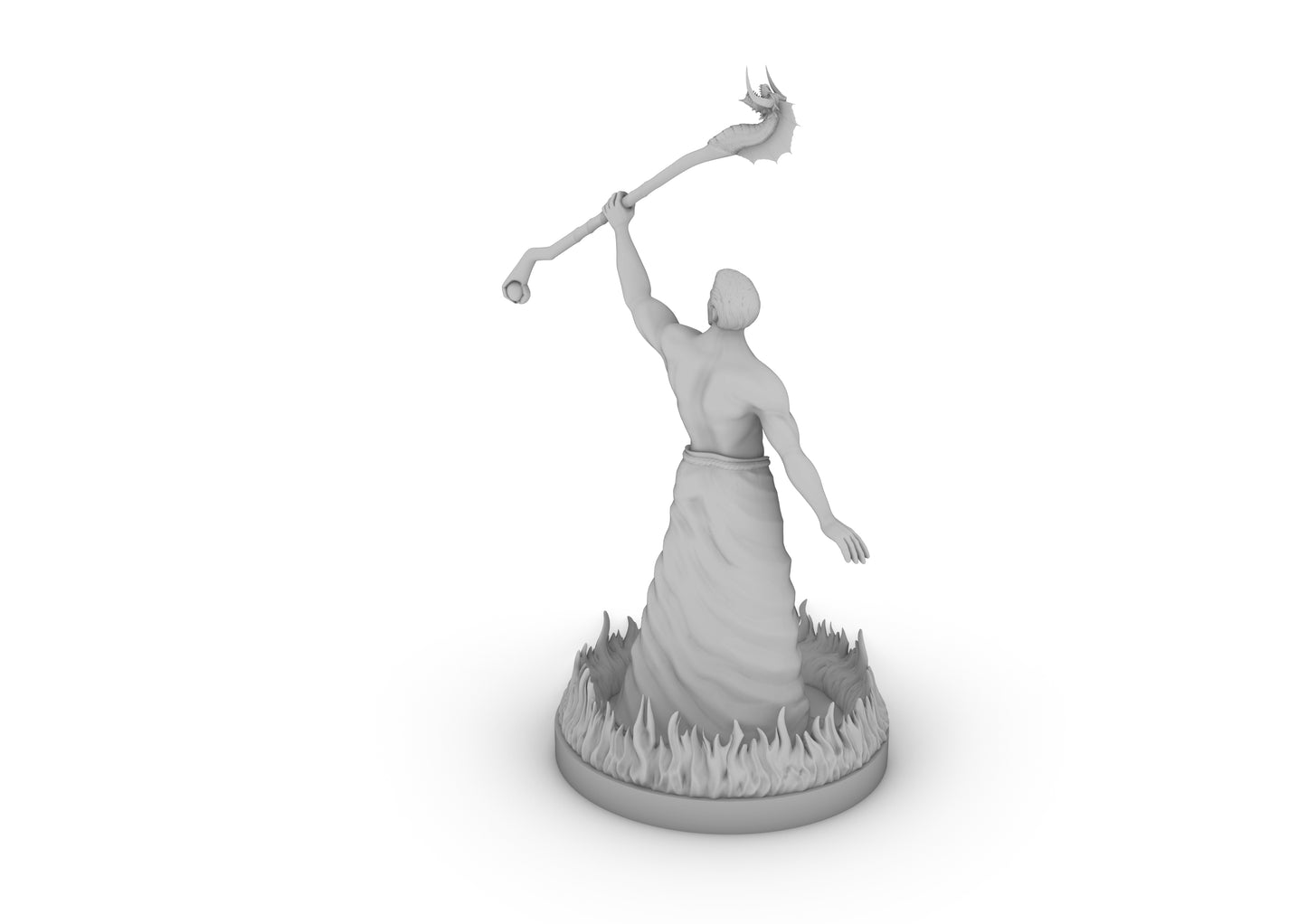 Human Male Wizard With Ring of Fire and Dragon Staff Tabletop DND Gaming Miniature