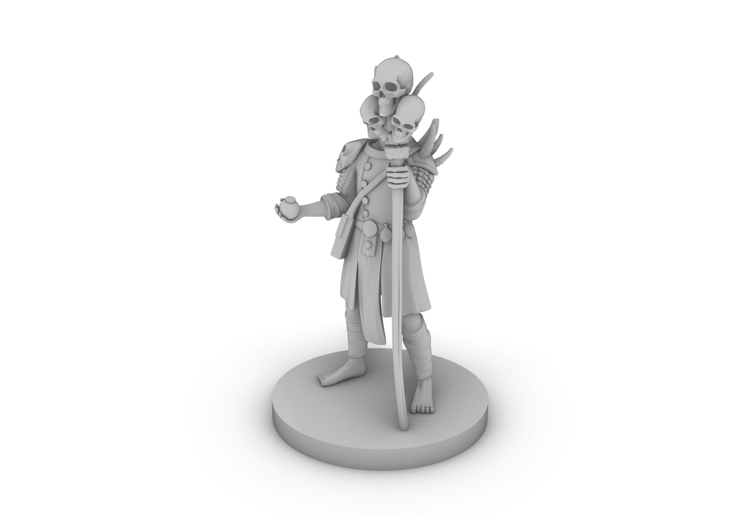 Human Warlock With Skull Staff Tabletop DND Gaming Miniature