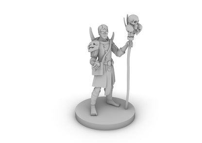 Human Warlock With Skull Staff Tabletop DND Gaming Miniature