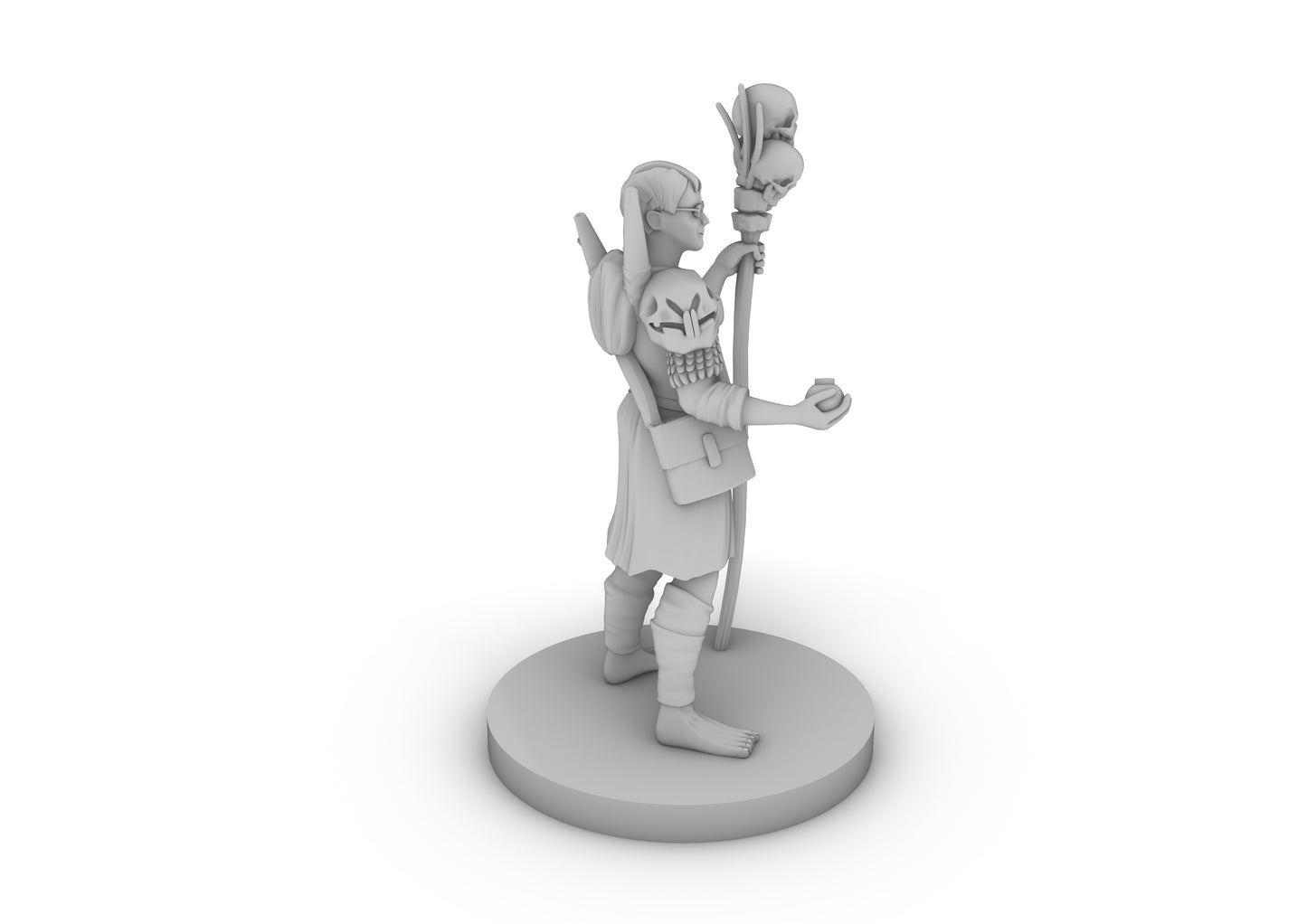 Human Warlock With Skull Staff Tabletop DND Gaming Miniature