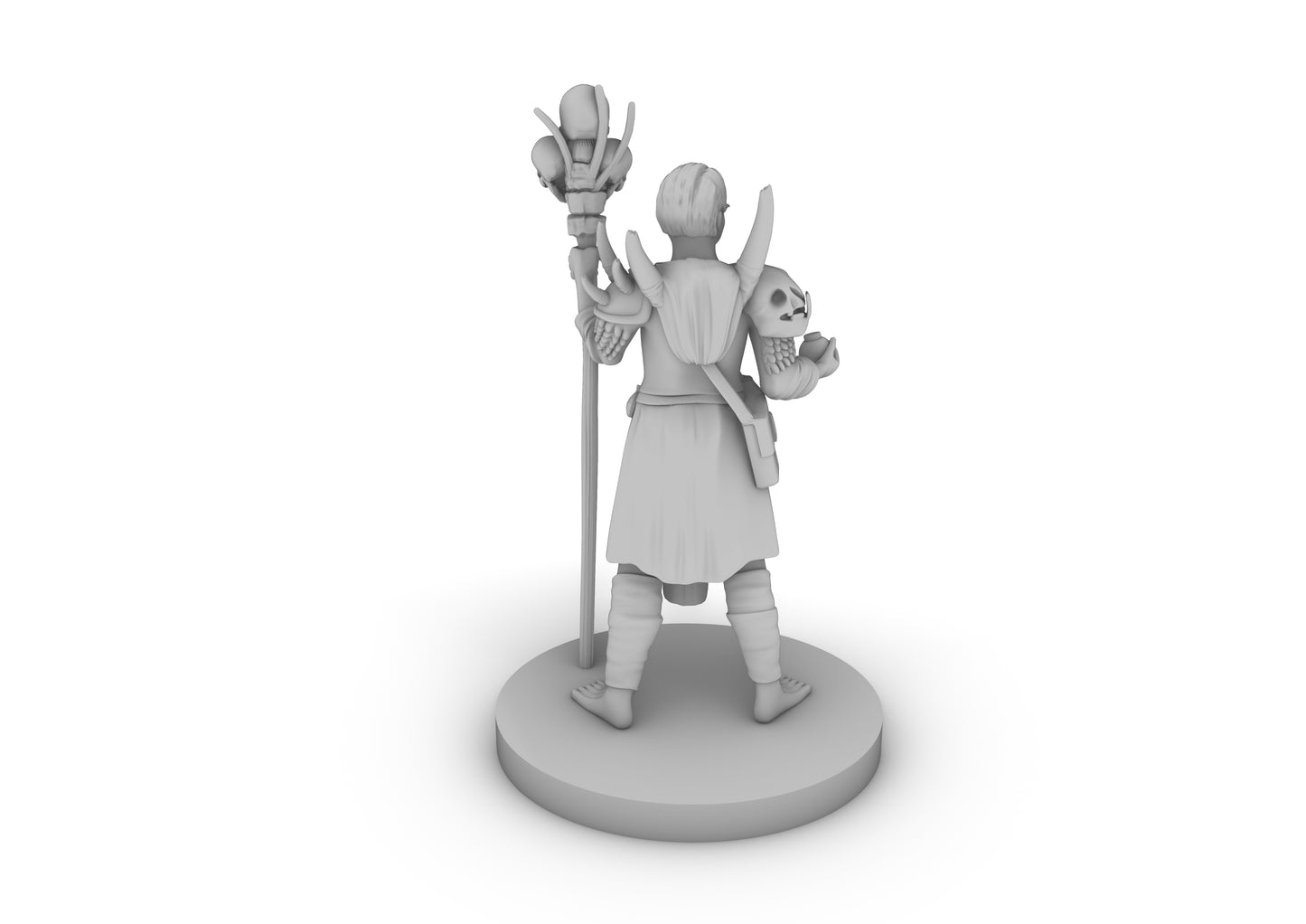 Human Warlock With Skull Staff Tabletop DND Gaming Miniature