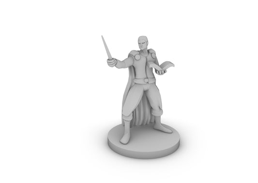 Human Wizard With Wand and Book Tabletop DND Gaming Miniature