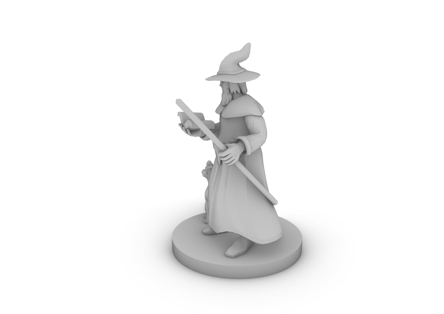 Human Wizard With Beard and Staff Tabletop DND Gaming Miniature