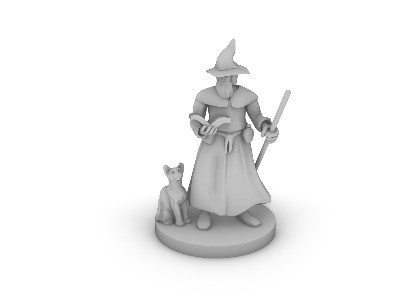 Human Wizard With Beard and Staff Tabletop DND Gaming Miniature