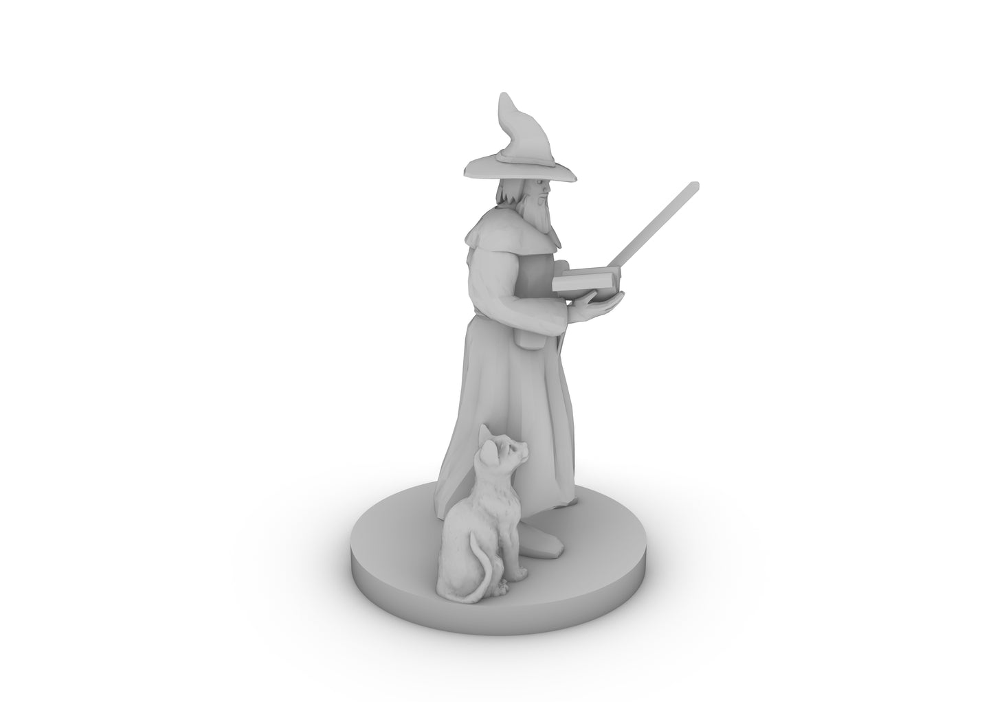 Human Wizard With Beard and Staff Tabletop DND Gaming Miniature