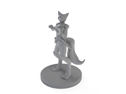 Kitsune Bard With Violin Tabletop DND Gaming Miniature