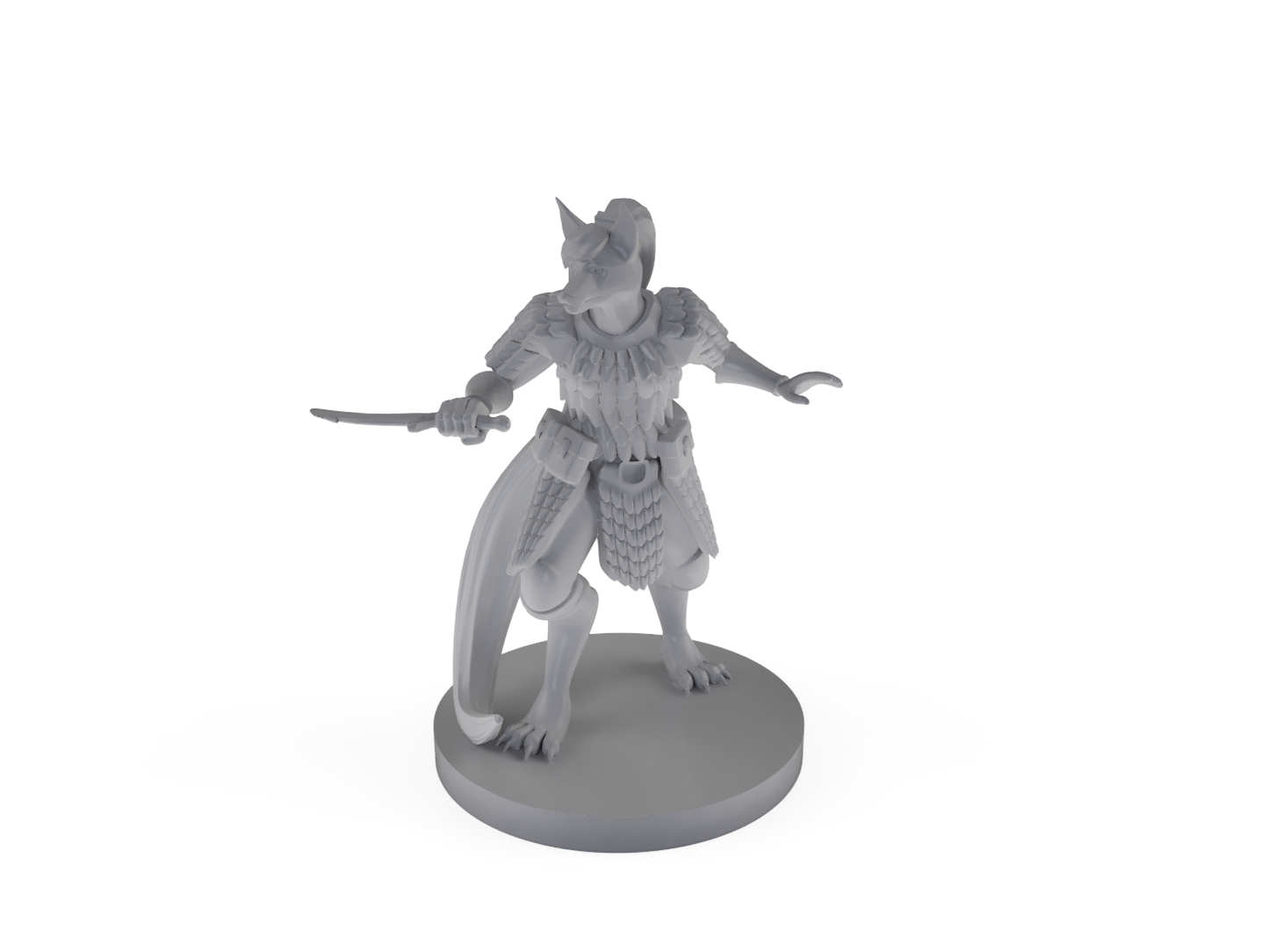 Kitsune Cleric With Scale Armor And Dagger Tabletop DND Gaming Miniature