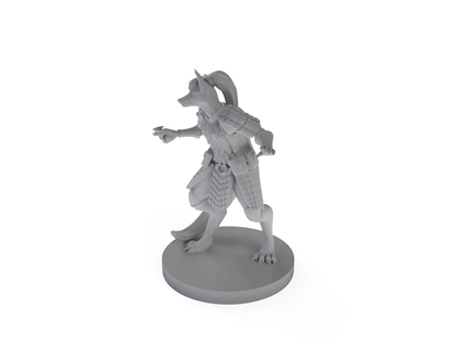 Kitsune Cleric With Scale Armor And Dagger Tabletop DND Gaming Miniature