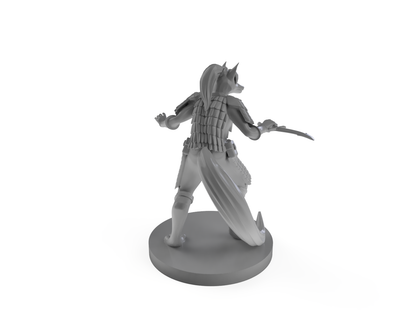 Kitsune Cleric With Scale Armor And Dagger Tabletop DND Gaming Miniature