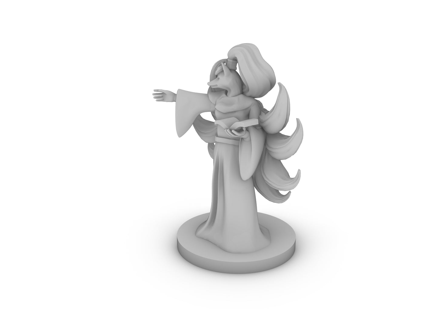 Kitsune Female Mage With Nine Tailes Tabletop DND Gaming Miniature