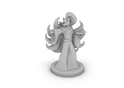 Kitsune Female Mage With Nine Tailes Tabletop DND Gaming Miniature