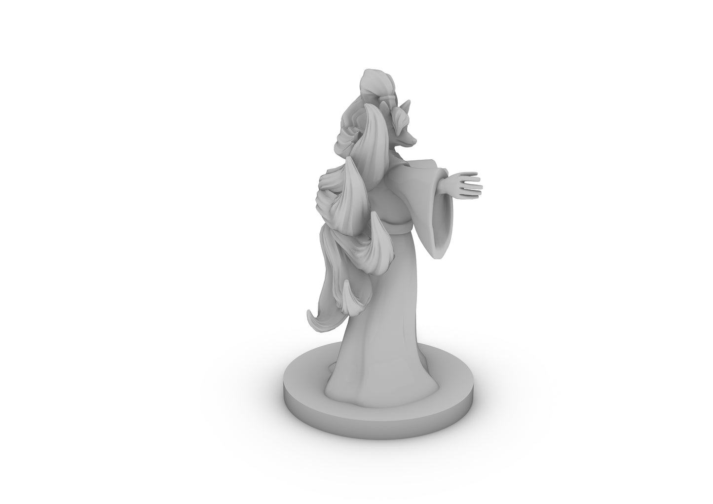 Kitsune Female Mage With Nine Tailes Tabletop DND Gaming Miniature