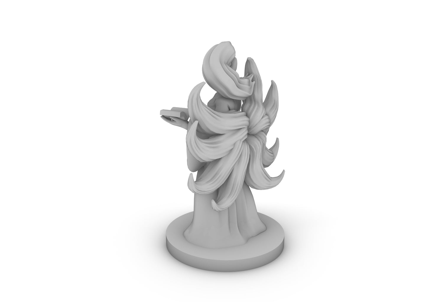 Kitsune Female Mage With Nine Tailes Tabletop DND Gaming Miniature