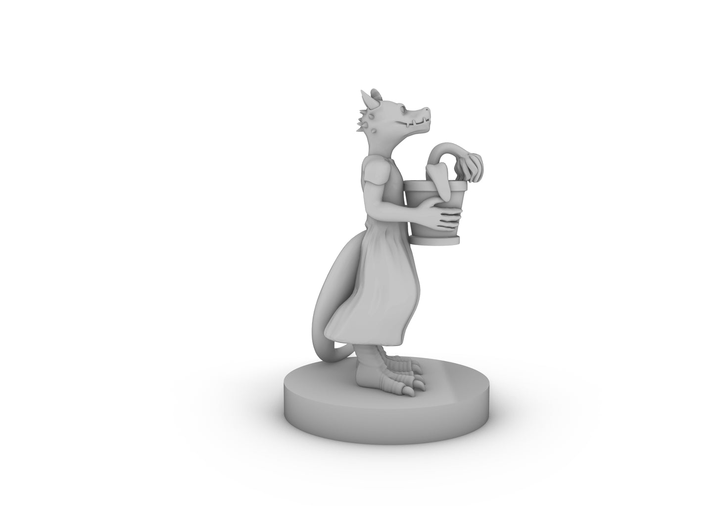 Kobold Female Holding a Wilted Daisy Tabletop DND Gaming Miniature