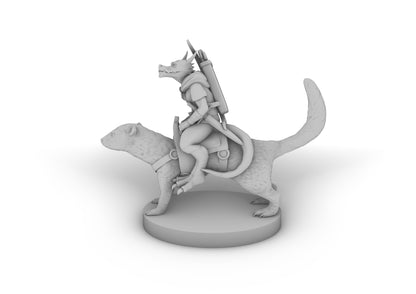 Kobold Ranger on Dire Weasel Tabletop DND Gaming Miniature