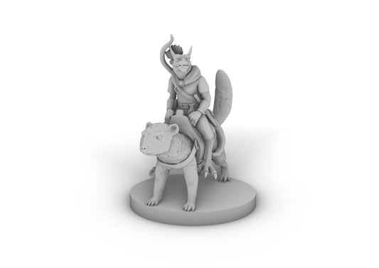 Kobold Ranger on Dire Weasel Tabletop DND Gaming Miniature