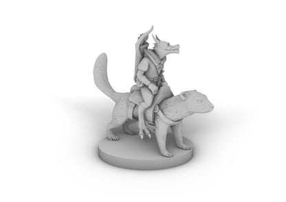 Kobold Ranger on Dire Weasel Tabletop DND Gaming Miniature