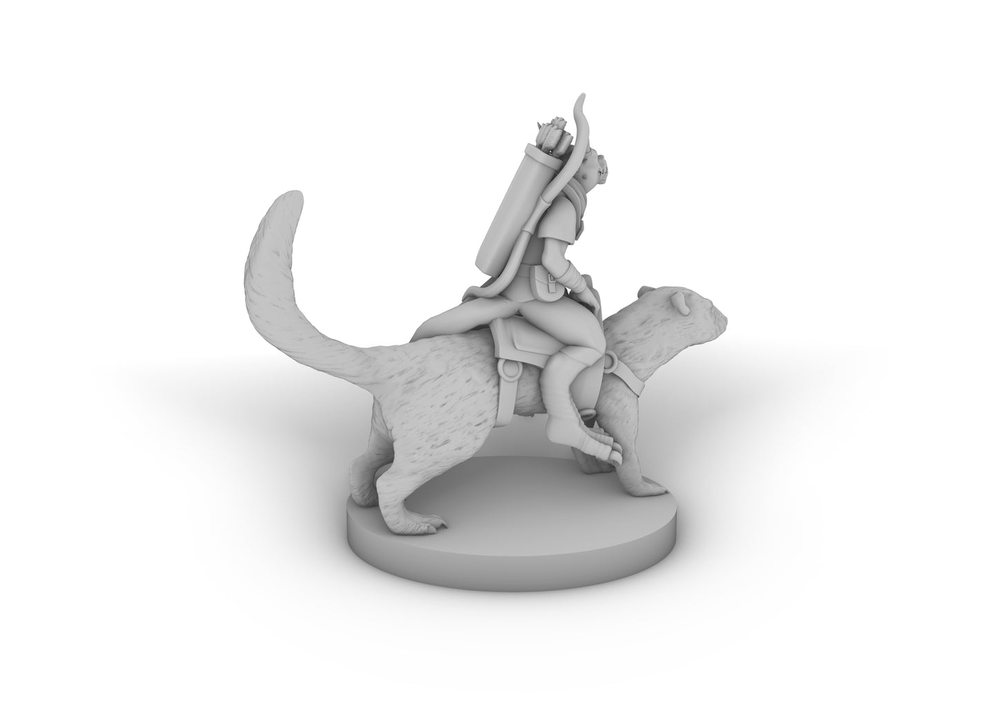 Kobold Ranger on Dire Weasel Tabletop DND Gaming Miniature