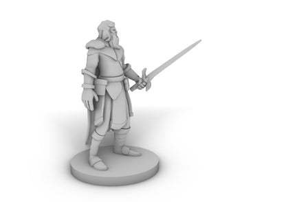 Left Handed Paladin in Light Armor Tabletop DND Gaming Miniature