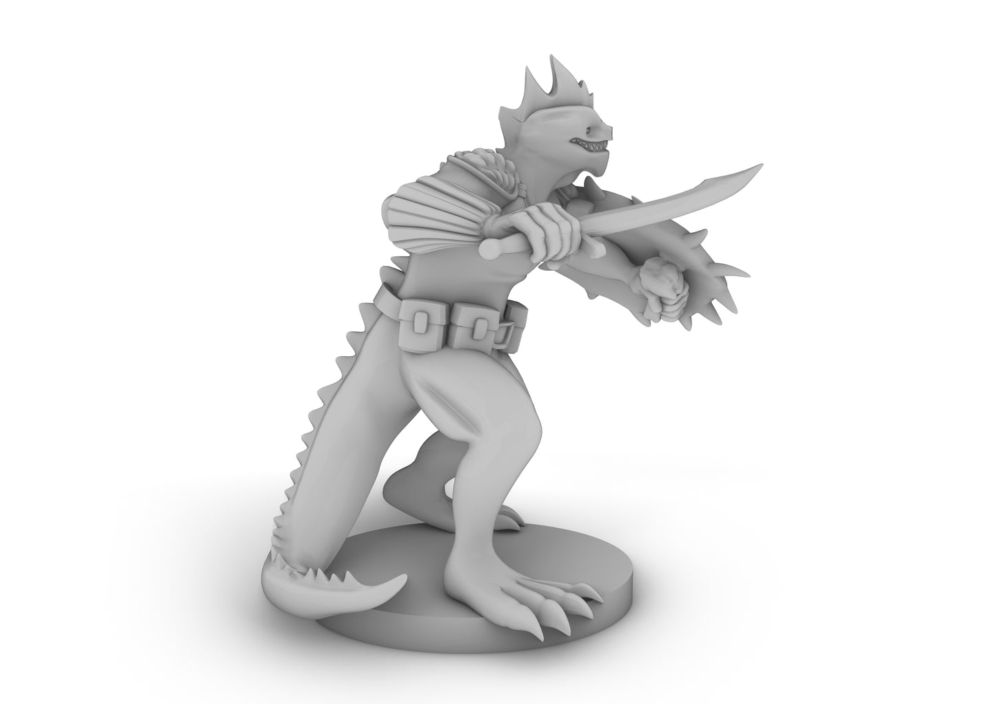 Lizardfolk Fighter With Scimitar and Shield Tabletop DND Gaming Miniature