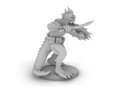 Lizardfolk Fighter With Scimitar and Shield Tabletop DND Gaming Miniature