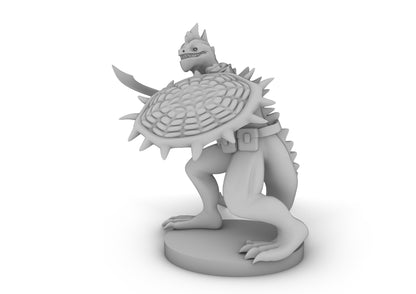 Lizardfolk Fighter With Scimitar and Shield Tabletop DND Gaming Miniature