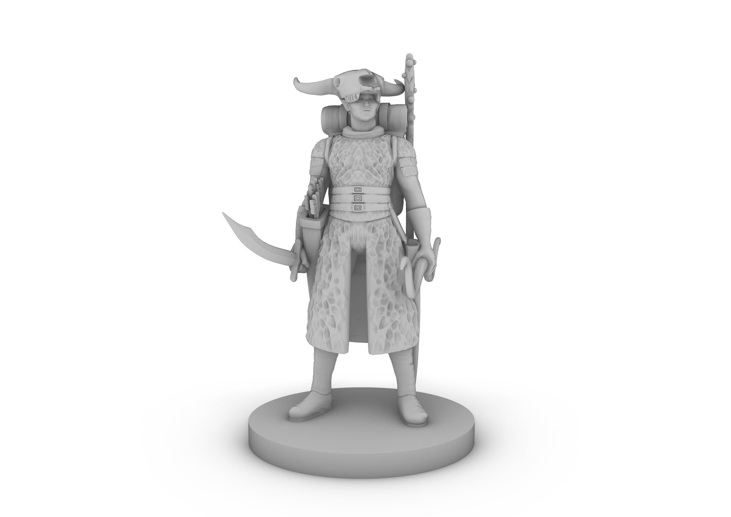 Male Elf Druid With Skull Helm Tabletop DND Gaming Miniature