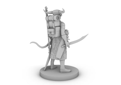 Male Elf Druid With Skull Helm Tabletop DND Gaming Miniature