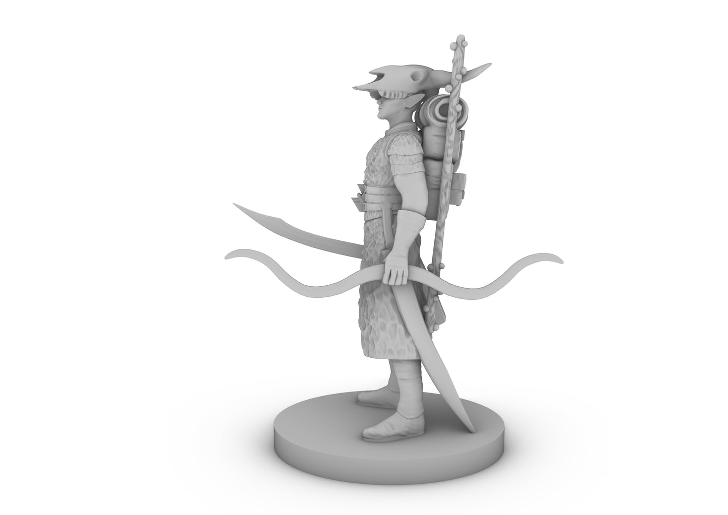 Male Elf Druid With Skull Helm Tabletop DND Gaming Miniature