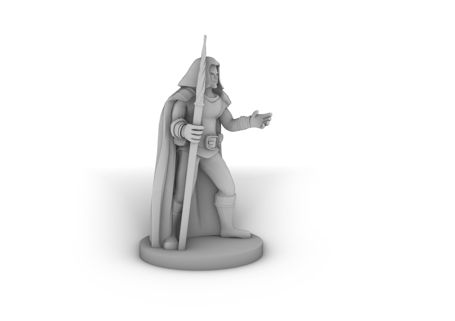 Male Elf Sorcerer With Unicorn Staff Tabletop DND Gaming Miniature