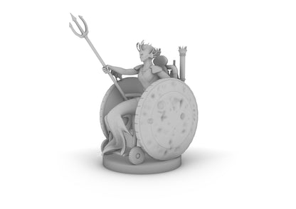 Merfolk on a Battle Wheelchair Tabletop DND Gaming Miniature