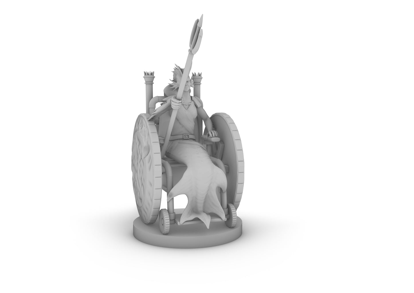 Merfolk on a Battle Wheelchair Tabletop DND Gaming Miniature