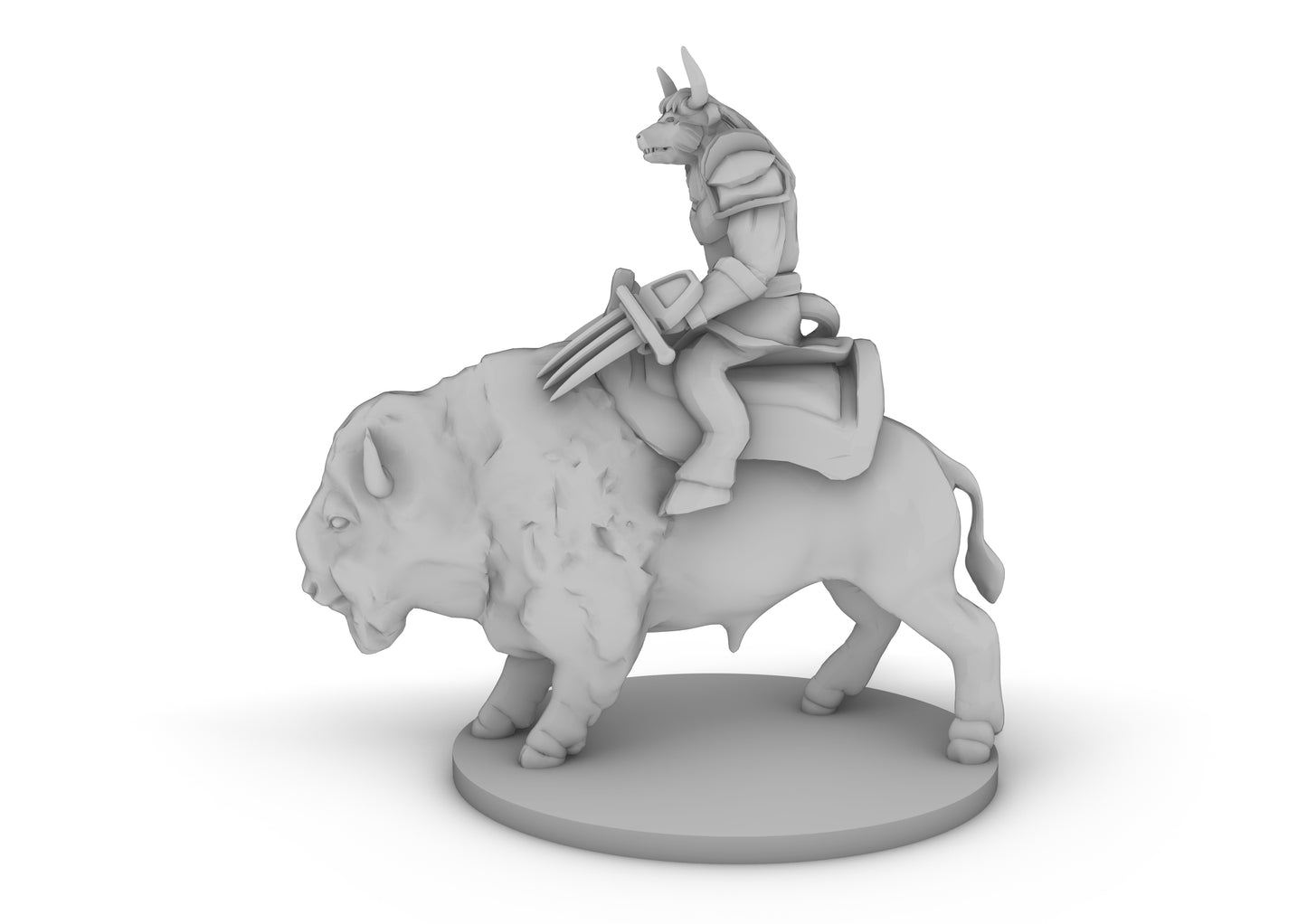 Minotaur Fighter on Buffalo Tabletop DND Gaming Miniature